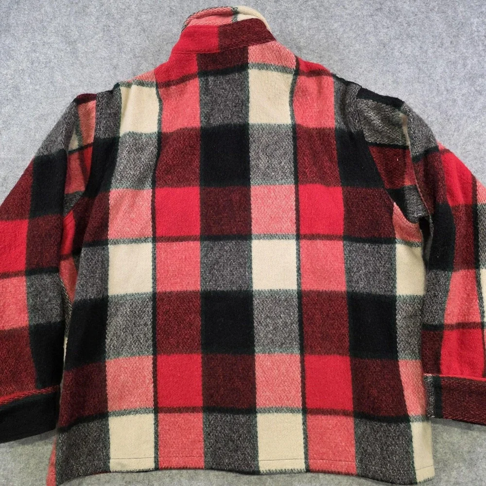 VTG 70s? LL Bean Jacket Mens XL Red Plaid Wool Flannel 552B Script Heavy Hunting